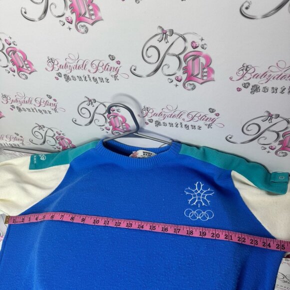 White ram 1988 olympics Blue and White Olympic Sweater snowflake embroidered - Picture 9 of 9
